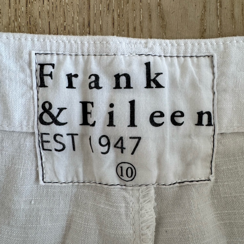 Frank & Eileen Kinsale The Trouser Italian Performance Linen White Size 10 - Picture 8 of 9